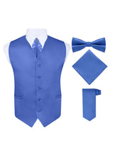 Load image into Gallery viewer, S.H. Churchill &amp; Co. Men&#39;s 5 Piece Vest Set, with Cravat, Bow Tie, Neck Tie &amp; Pocket Hanky-Royal Blue
