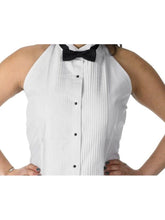 Load image into Gallery viewer, Women&#39;s Pleated Wing Tip  Halter Top Tuxedo Shirt
