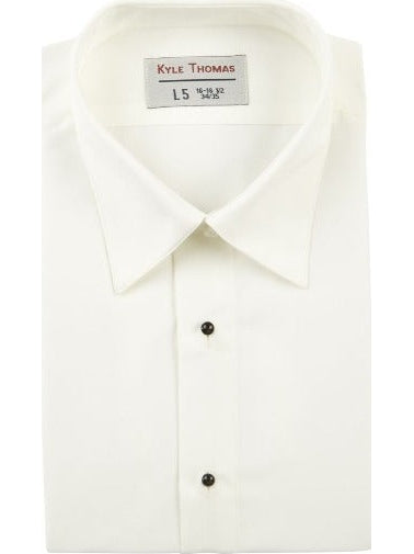 Men's Fitted Plain Front, Laydown Collar Microfiber Tuxedo Shirt