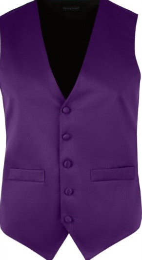 Dark Purple Satin Tuxedo Vest and Tie Set