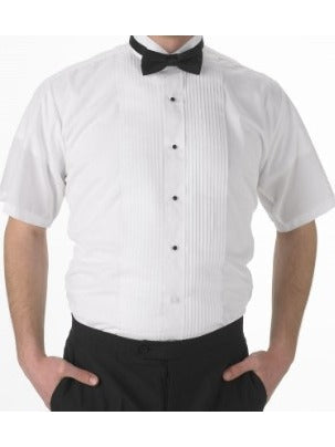 Wing-tip Short Sleeve Tuxedo Shirt (White)