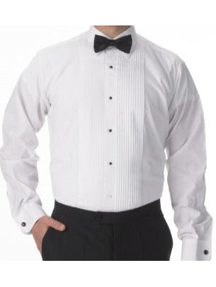 Men's White Pleated Big & Tall Tuxedo Shirt - Laydown Collar