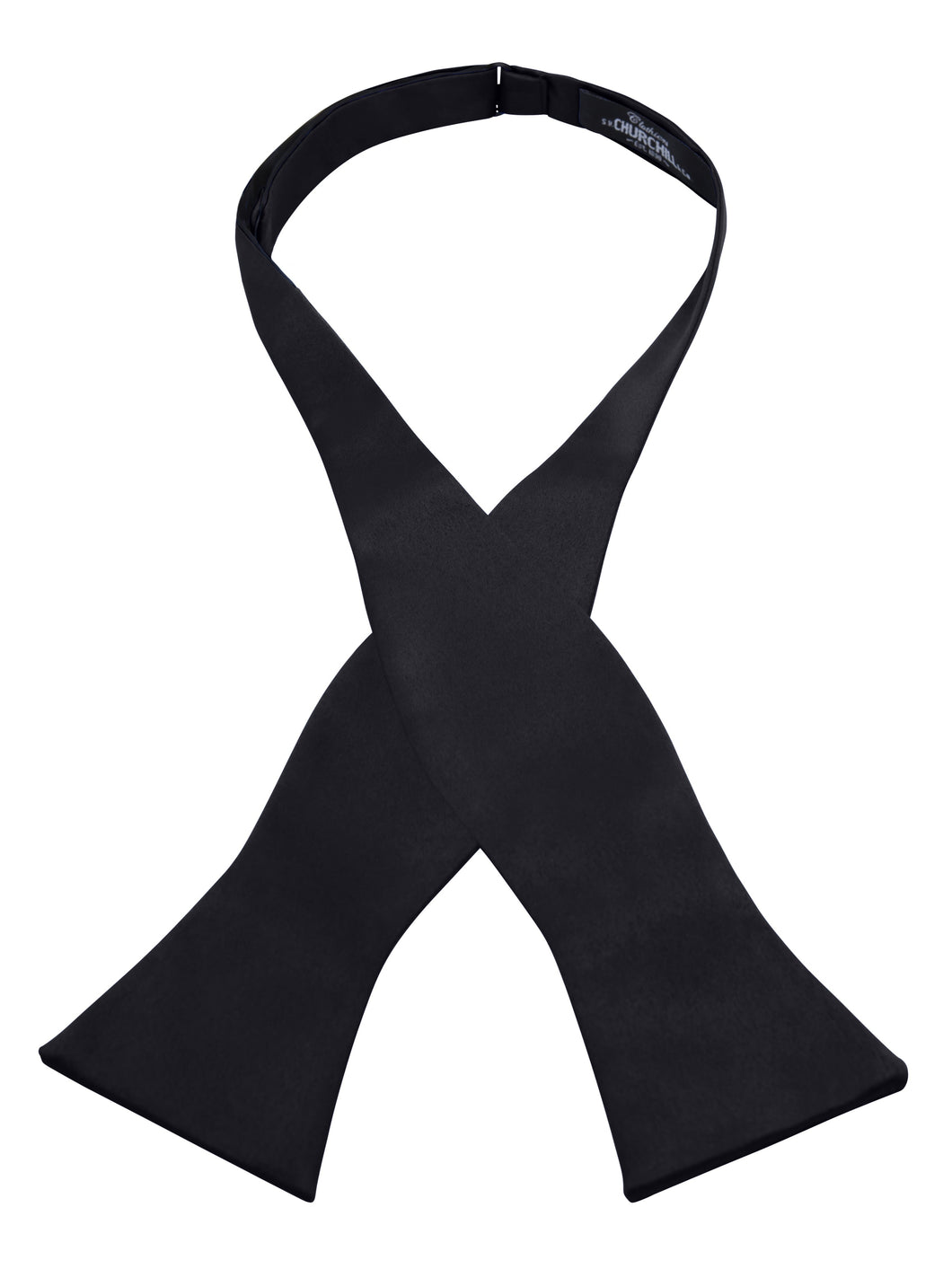 S.H. Churchill & Co. Men's Black Self-Tie Satin Bow Tie