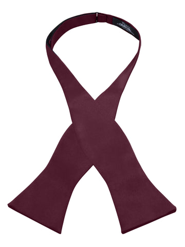 Men's Burgundy Self-Tie Satin Bow Tie