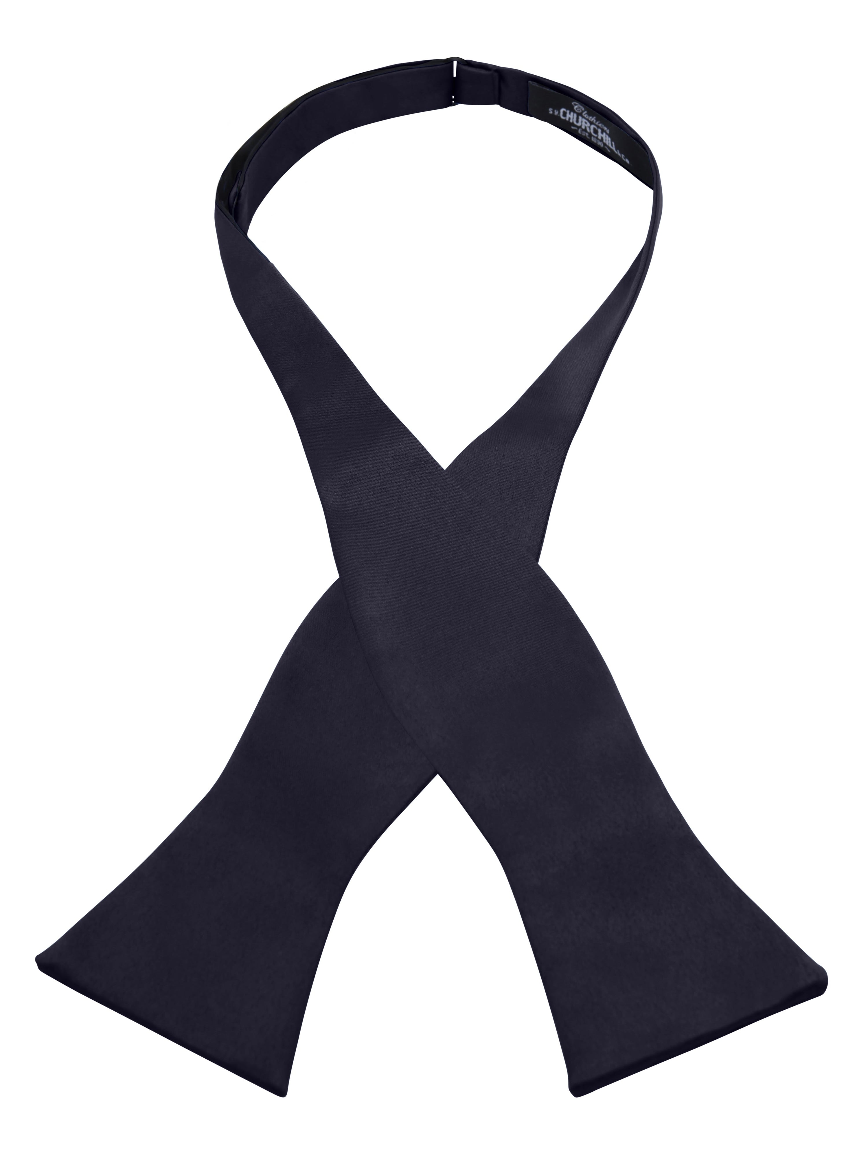 S.H. Churchill & Co. Men's Navy Self-Tie Satin Bow Tie – Fine Tuxedos