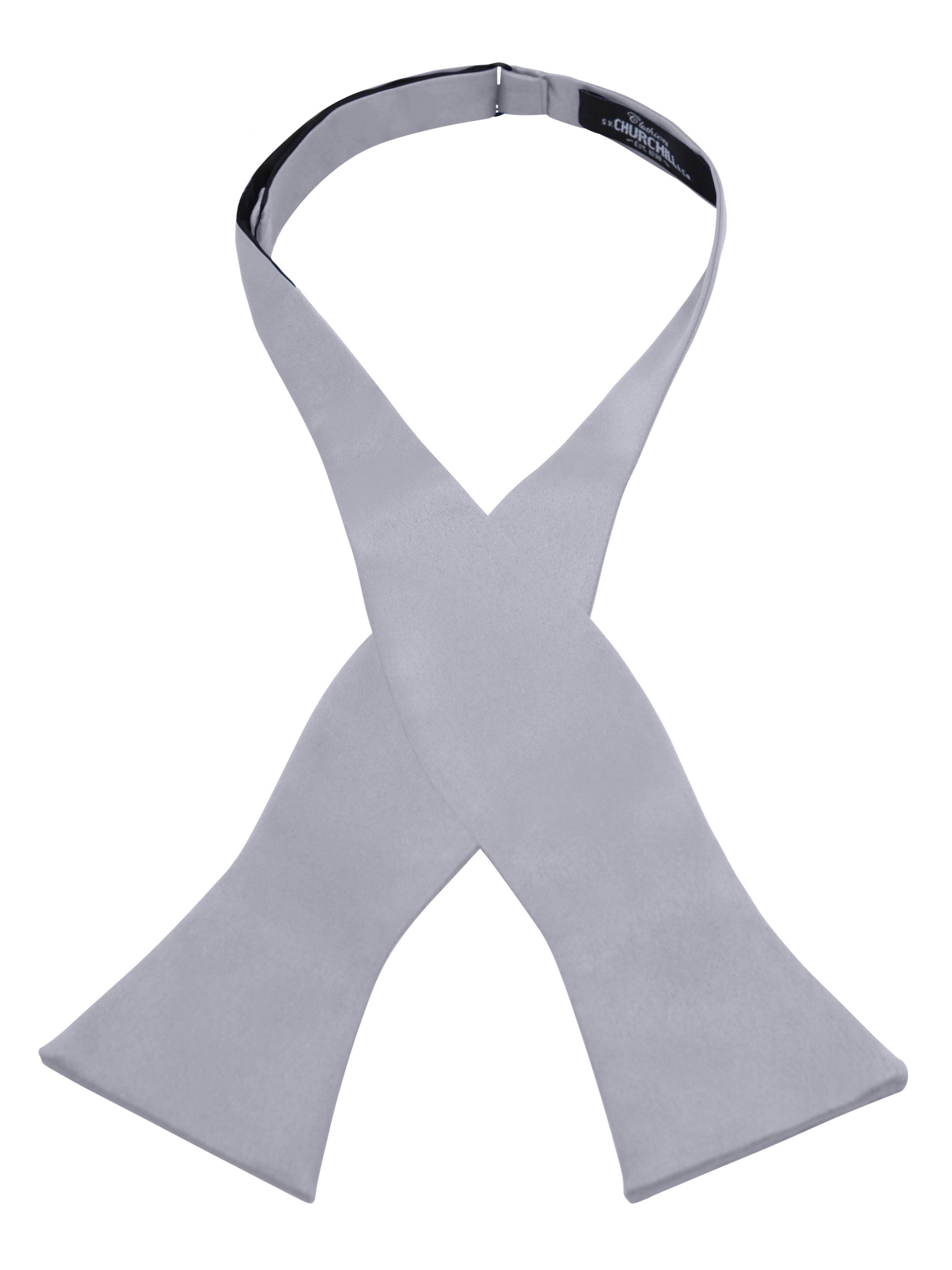 S.H. Churchill & Co. Men's Silver Self-Tie Satin Bow Tie – Fine Tuxedos