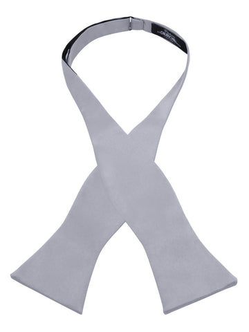 Men's Silver Self-Tie Satin Bow Tie