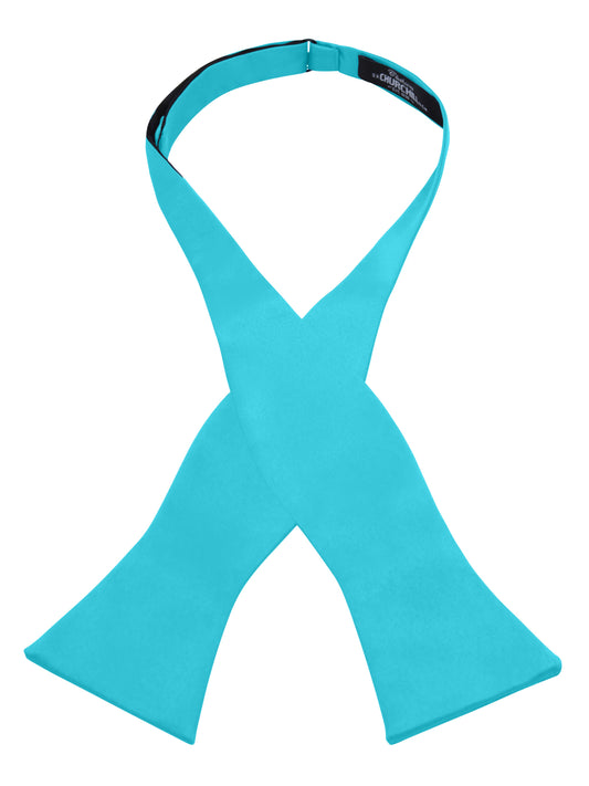 Men's Teal Self-Tie Satin Bow Tie