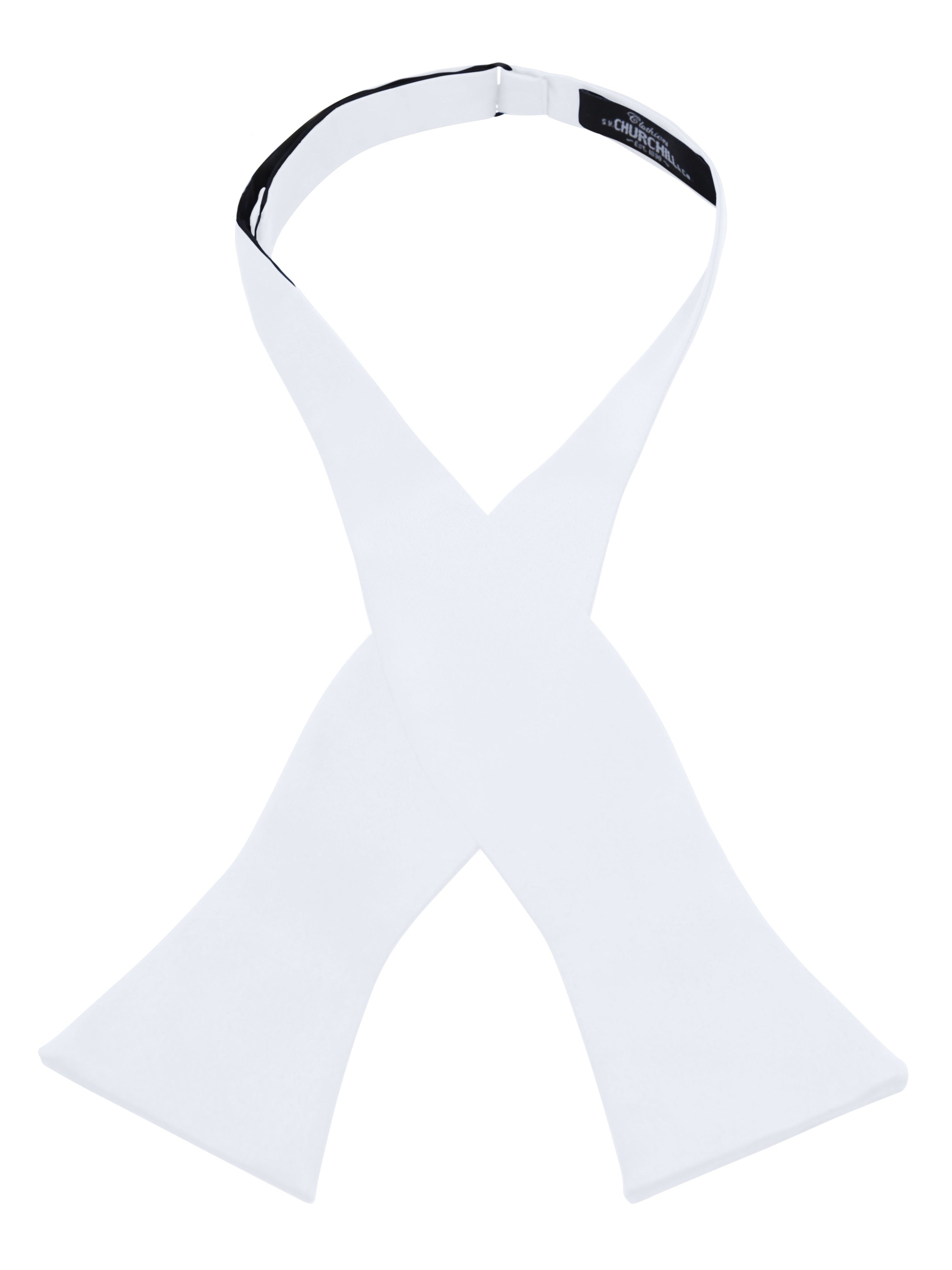 S.H. Churchill & Co. Men's White Self-Tie Satin Bow Tie – Fine Tuxedos