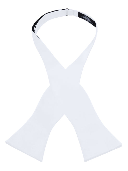 Men's White Self-Tie Satin Bow Tie