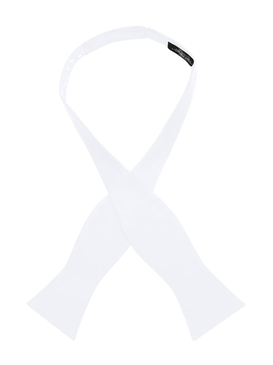 Men's White Silk Formal Self Tie Bow Tie