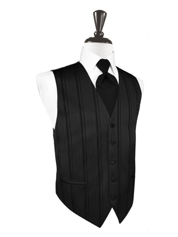 Men's Black Striped Satin Tuxedo Vest Set