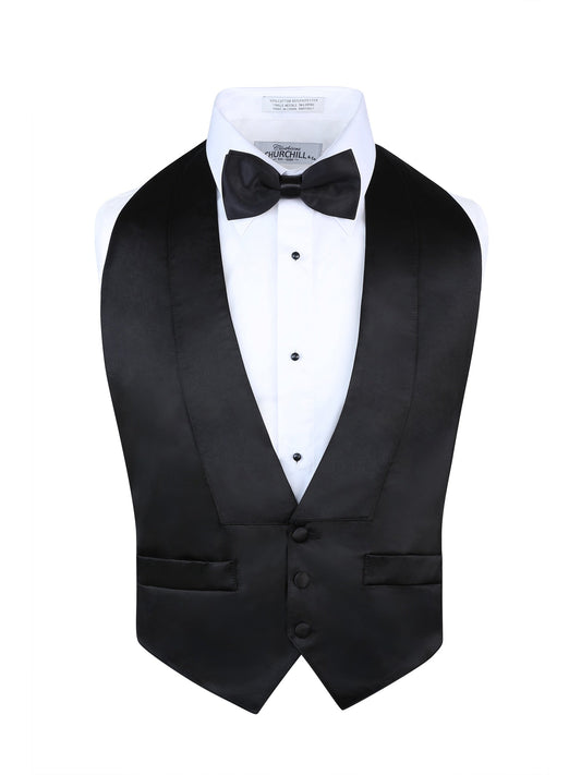 Men's Satin Black Backless Vest & Bow Tie Set