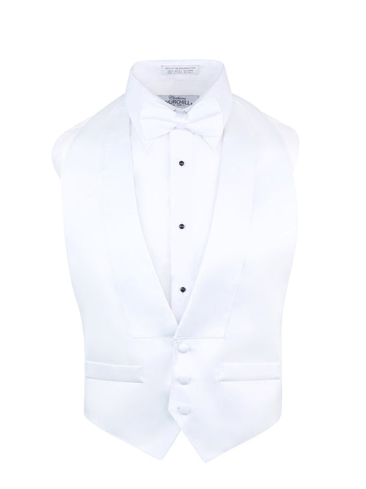 Men's Satin White Backless Vest & Bow Tie Set