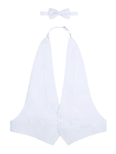 Load image into Gallery viewer, S.H. Churchill &amp; Co. Men&#39;s Satin White Backless Vest &amp; Bow Tie Set
