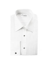 Load image into Gallery viewer, White, Turn Down Collar (Angelo) Tuxedo Shirt by Cristoforo Cardi with Pleated Bib
