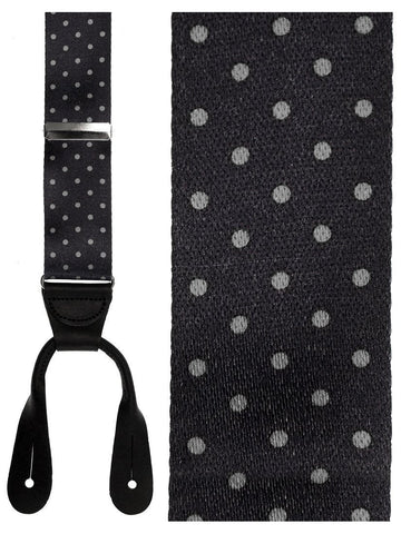 "Manhattan" Black & Grey Dots Silk Suspenders