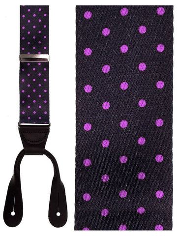 "Manhattan" Black & Pink Dots Silk Suspenders