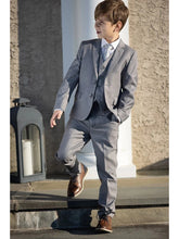 Load image into Gallery viewer, Boys Heather Grey 5-Piece Wool Blend Suit
