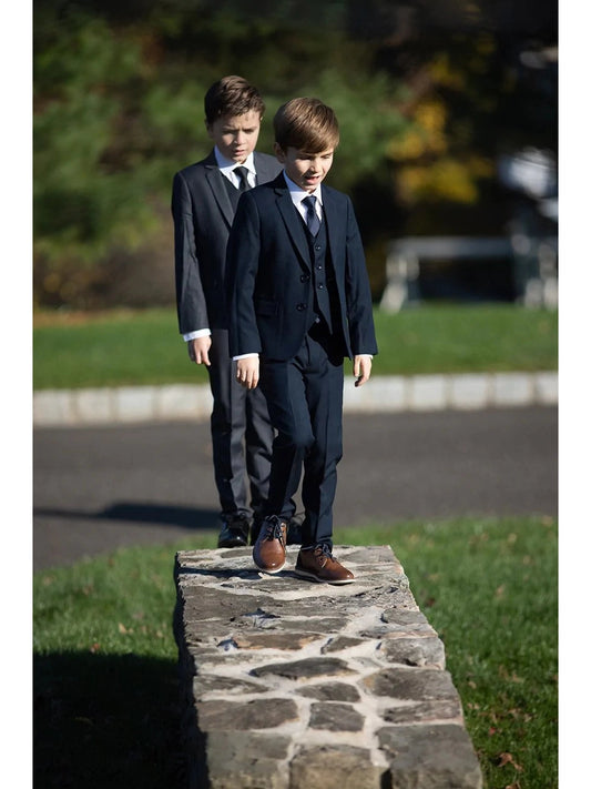 Boys Midnight Navy 5-Piece Wool Blend Suit