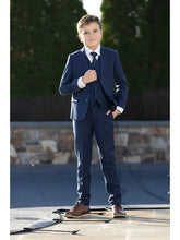 Load image into Gallery viewer, Boys Sapphire Blue 5-Piece Wool Blend Suit
