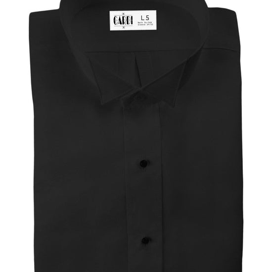 Black Wing Collar Non-Pleated (Lucca) Tuxedo Shirt by Cardi - Ultra Soft Fabric