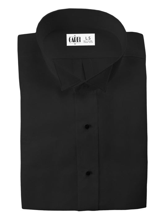 Black Wing Collar Non-Pleated (Lucca) Tuxedo Shirt by Cardi - Ultra Soft Fabric