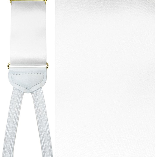Modena White Silk Formal Braces -Gold Hardware