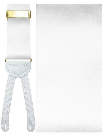 Modena White Silk Formal Braces -Gold Hardware