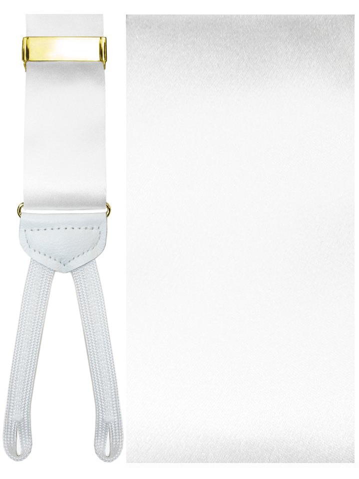 Modena White Silk Formal Braces -Gold Hardware