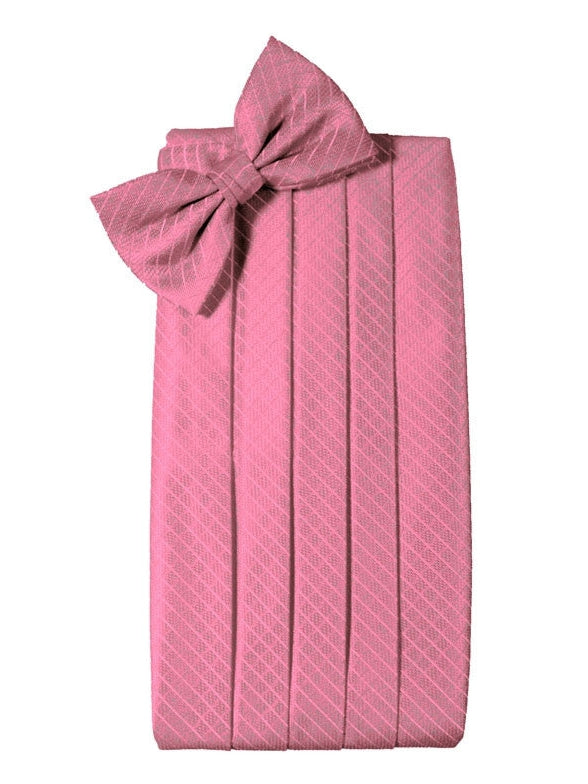 Bubble Gum Diamond Grid Pattern Cummerbund Set