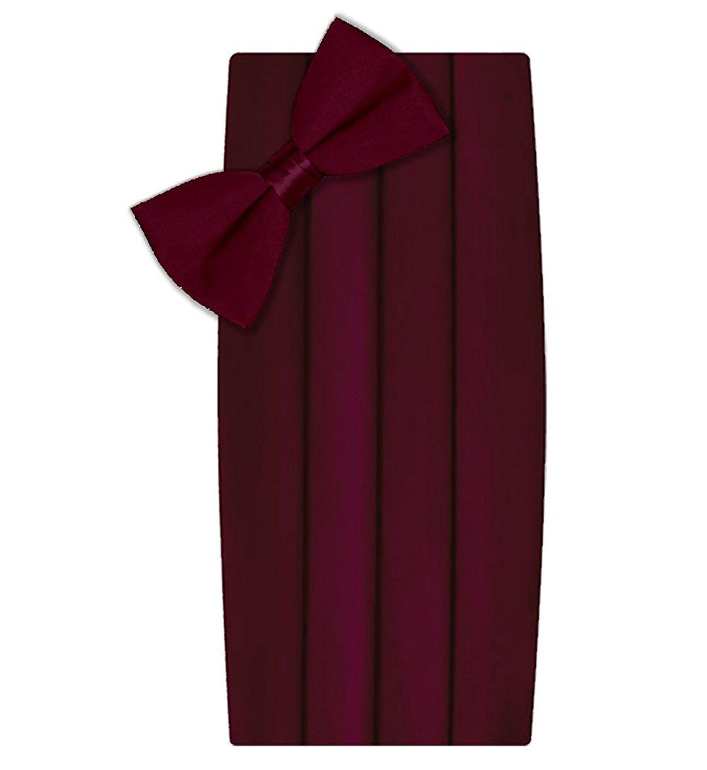 Poly/Satin Cummerbund and Bow Tie Set - Burgundy – Fine Tuxedos