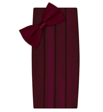 Poly/Satin Cummerbund and Bow Tie Set - Burgundy
