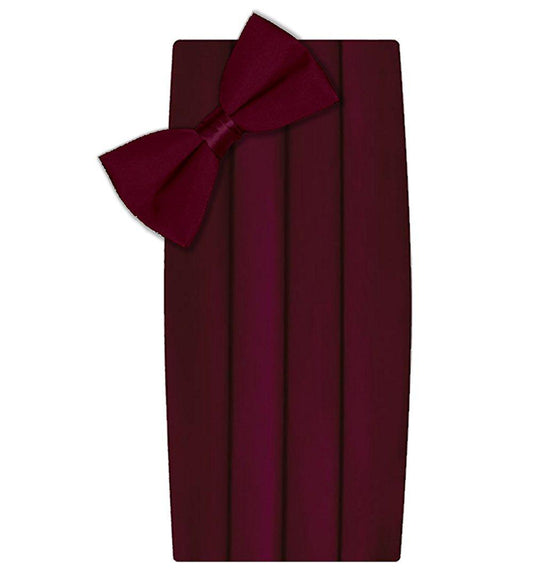 Poly/Satin Cummerbund and Bow Tie Set - Burgundy