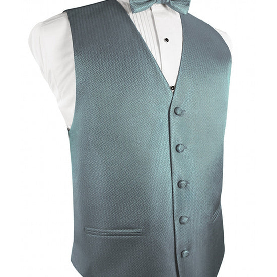Cloudy Blue Herringbone Tuxedo Vest