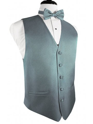 Cloudy Blue Herringbone Tuxedo Vest