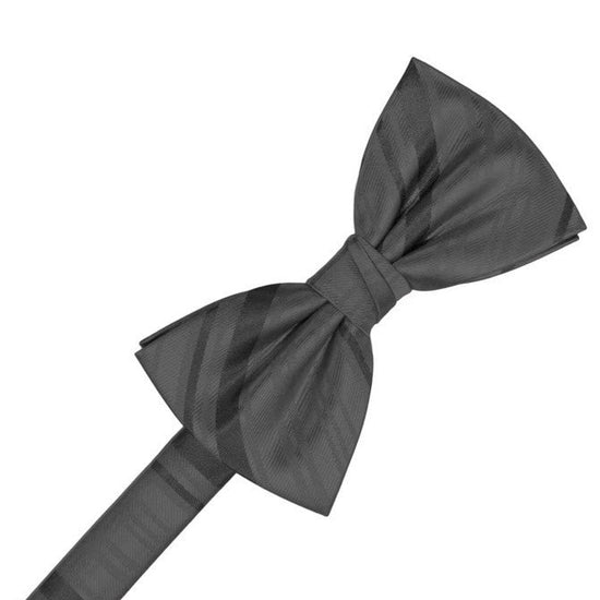 Charcoal Striped Satin Formal Bow Tie
