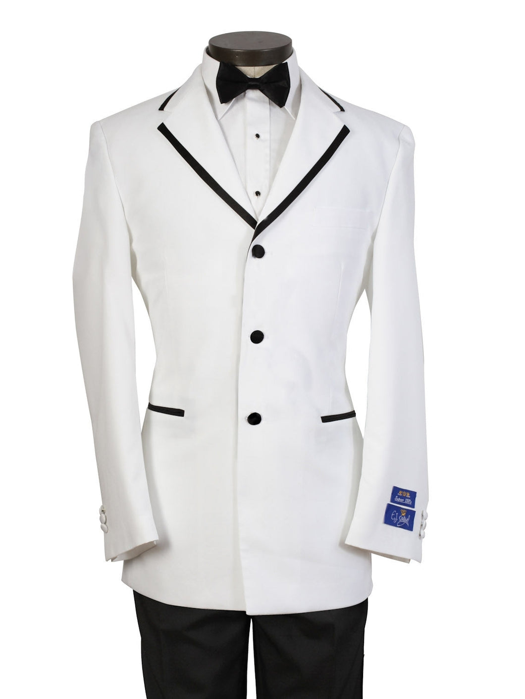 Mens White Tuxedo with Black Frame Lapel - Includes Pants! - SUPER SALE PRICE - Limited Sizes