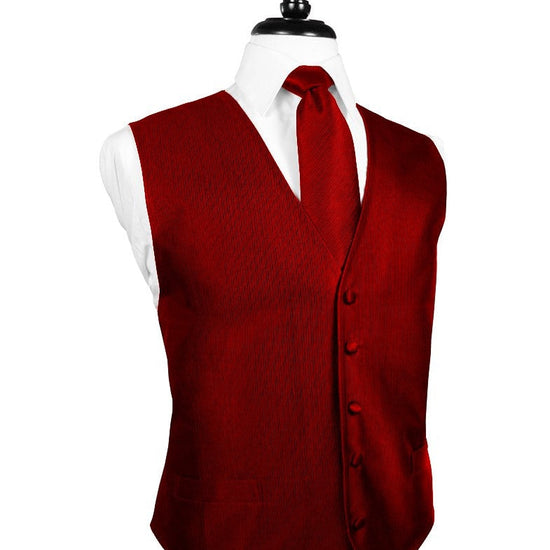 Red Faille Silk Full Back Tuxedo Vest by Cristoforo Cardi