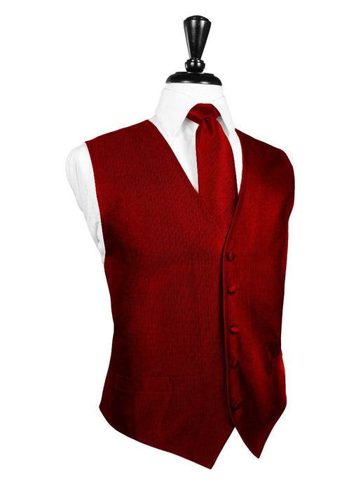 Red Faille Silk Full Back Tuxedo Vest by Cristoforo Cardi