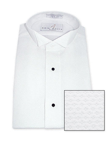 Neil Allyn White Pique Wing Collar Tuxedo Shirt