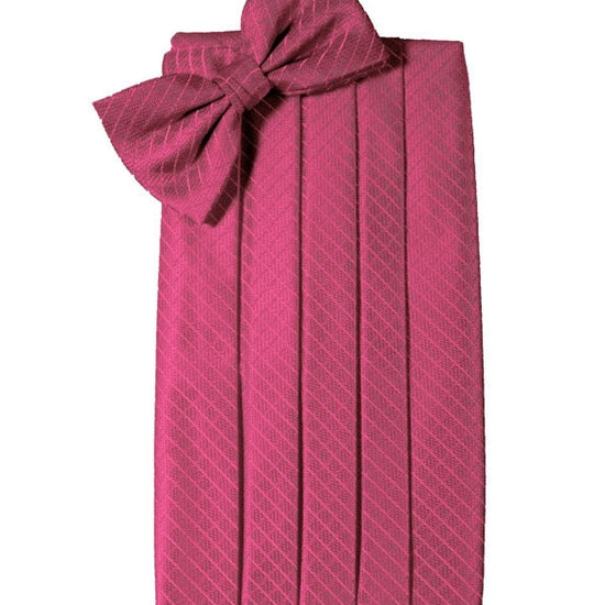 Fuscia (Magenta) Diamond Grid Pattern Cummerbund Set