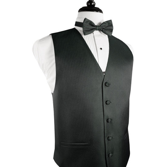 Asphalt Herringbone Tuxedo Vest