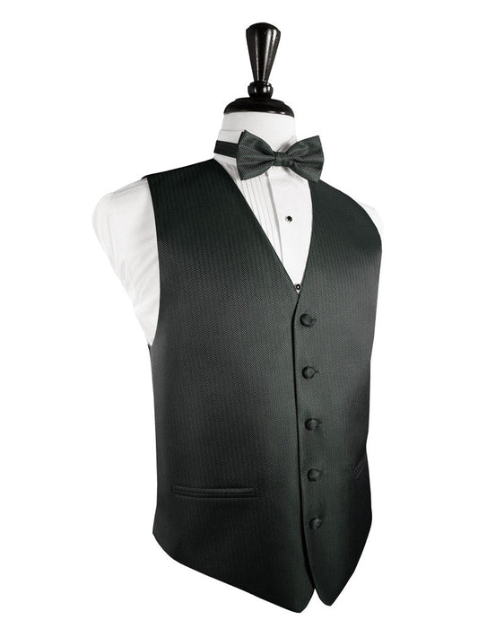 Asphalt Herringbone Tuxedo Vest