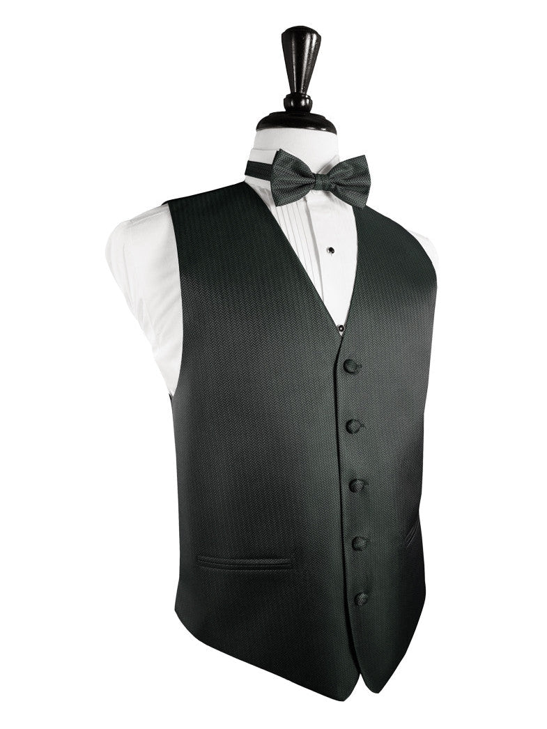 Asphalt Herringbone Tuxedo Vest