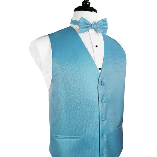 Blue Ice Herringbone Tuxedo Vest