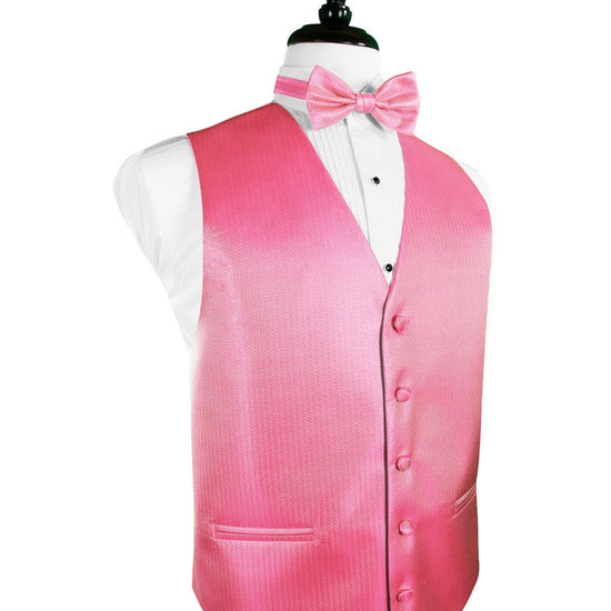 BubbleGum Herringbone Tuxedo Vest (5X-Large LONG (62-64))