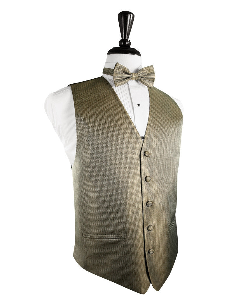 Champagne Herringbone Tuxedo Vest
