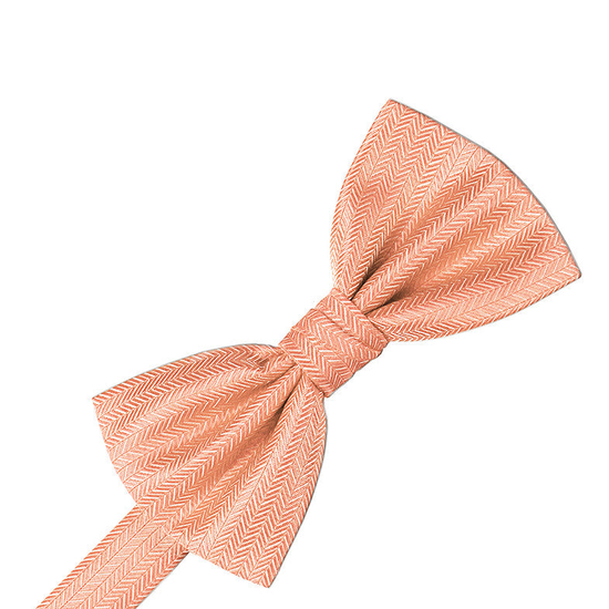 Coral Herringbone Formal Bow Tie
