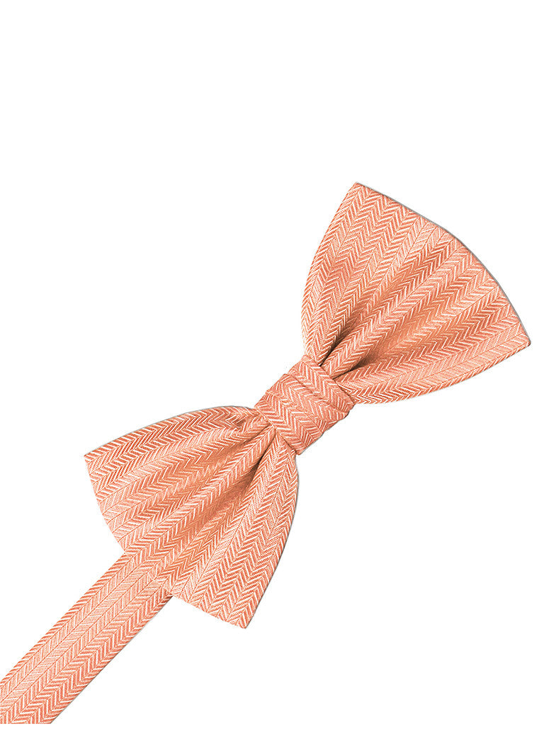 Coral Herringbone Formal Bow Tie